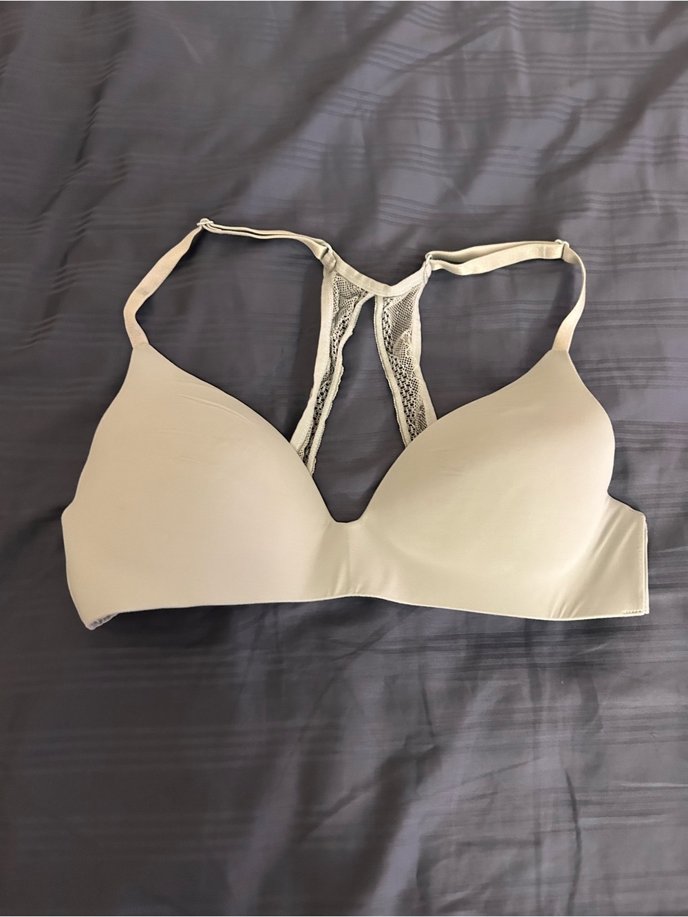 Beige Lace-Back T-Shirt Bra - Women Intimates seamless wireless